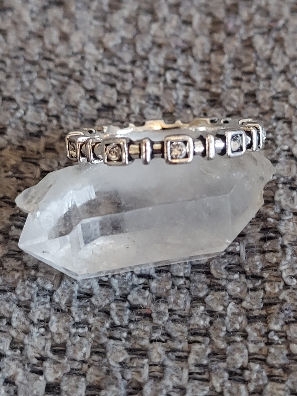 Silver Tone Cubic Zirconia Stackable Ring